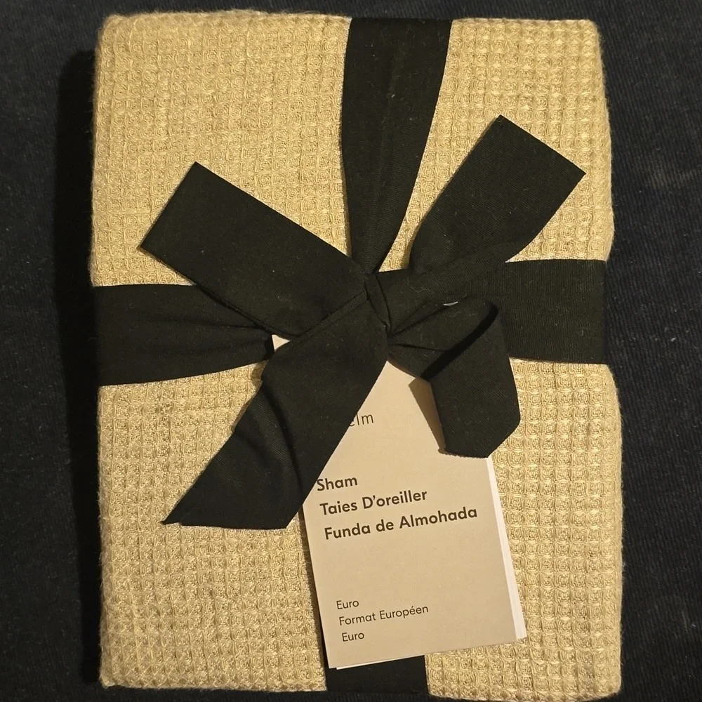 European Flax Linen Mini Waffle Sham Natural Flax, Euro, Retail $59.00